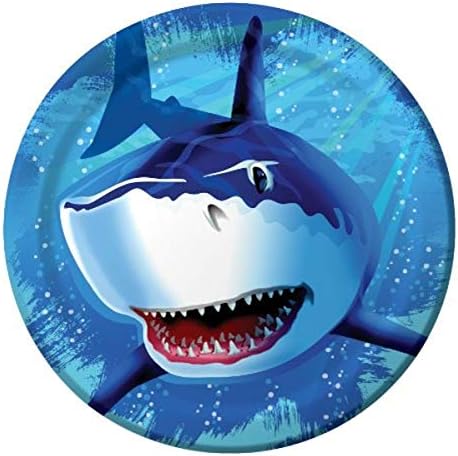 Placas de jantar de papel redondo de 8 contos, Shark Splash