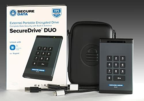 Securedata SecureDrive® Duo-HDD-FIPS-140-2-2 Nível 3 Compatível com compatível com TAA de 256