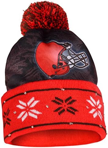 O logotipo da equipe da NFL da Foco Men Light Up Skull Winter Knit Cap Theanie Hat