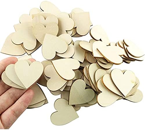 Corações de madeira inacabados de 100pcs para artesanato, coração de madeira de 2 polegadas de madeira em branco