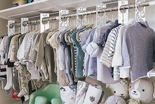 Divisores de armários para roupas de bebê por YardieBaby - conjunto de 8 divisores de cabide de idade de roupas