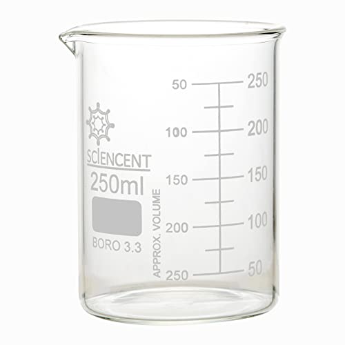 Sciencent Borossilicate Glass Low Form Glass Beaker, 50/100/250