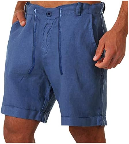 Botões de linho de linho de algodão da moda masculina rtrde Botões casuais Botões de amarração da cintura bolsos curtos shorts
