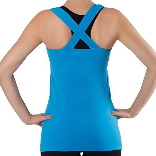 Tampa atlética feminina-camisa de fitness de treino sem mangas esportiva-design de traseiro cruzado