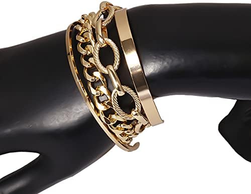 Octwine Fashion fofo simples boho empilhável pulseira de ouro jóias de correntes de pulseira em camadas de