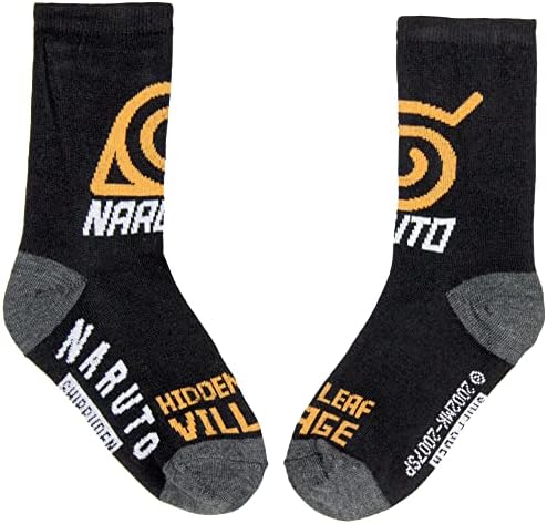 Naruto Shippuden Boys 'Socks Akatsuki Hidden Village 2 Pares Crianças Athletic Crew Socks