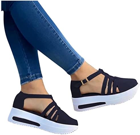 Sandálias Salifun para mulheres largura largura feminina fechada de ponta de fivela de fivela sandálias