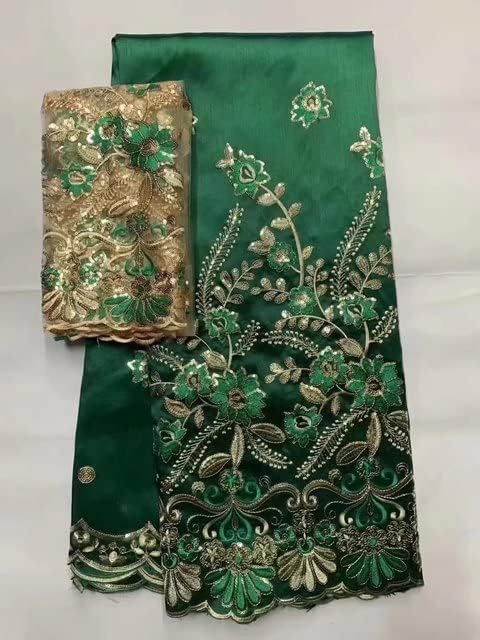 Annenearu Africano George Fabric Indiano Raw Silk George Wrappers mais quente Conjunto com blusa para casamento