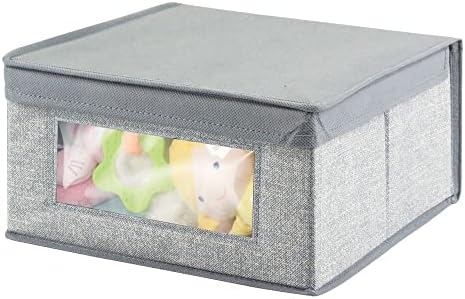 MDESIGN Médio macio de tecido empilhável Baby Bursery Storage Organizer Bin Box com janela/tampa da
