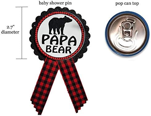 Mama Bear & Papa Bear Baby Shower Pins Daddy para ser Pin Buffalo Plaid Gender Revel