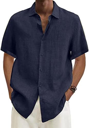 Camisas de linho Zefotim para homens de manga longa/curta camisetas de vestido casual slim fit slim fit beach