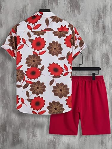 Roupas de duas peças do NIBHZ para homens camisa de impressão floral e shorts de cintura sem tee