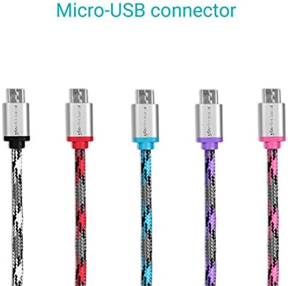 360 Electrical 360401 Cabo Micro USB trançado rápido, 3 '/0,9m, rosa