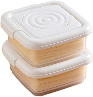 2 recipientes de armazenamento de queijo plástico com tampas aéreas, armazenamento de fatia de queijo, mantém