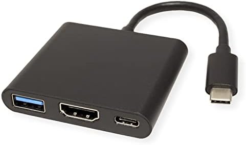 Valor 12991131 USB3.1 Adaptador de exibição, tipo C HDMI + USB3.0 A + PD BLACK