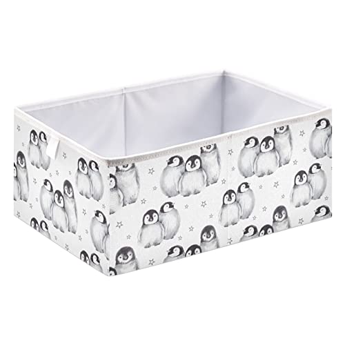 Cubos de armazenamento de cubos de cubos de pinguins de pinguins fofos Cubos de armazenamento dobráveis ​​cestos de brinquedos à prova d'água para caixas de organizador de cubos para berçário Livro de escritório de prateleira de armário para crianças - 15.75x10.63x6.96 em