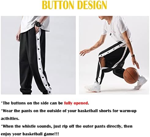 Botão Rase as calças de basquete Treinamento Aquecer calças de moletom do lado masculino