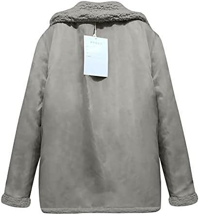 Jackets de lã feminino casacos, jaqueta de tamanho grande de tamanho de manga longa em casa caia de lapela de jaqueta