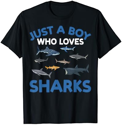 Apenas um garoto que adora tubarões engraçados de camisetas amantes de tubarão