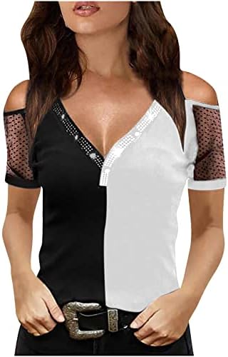 Top camiseta para o outono feminino Summer ombro frio ombro curto 2023 Roupe