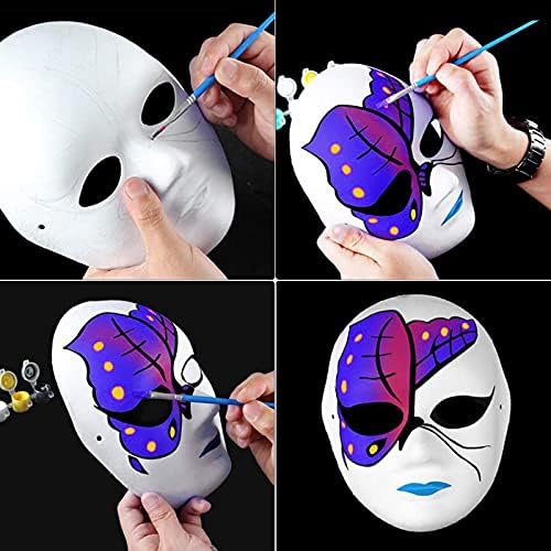 Lanrena 12 pacote máscaras face completas de papel máscara máscara de arte máscara artesanal branca máscara de pintura máscaras em branco máscaras para mascaras, cosplay, festa de dança, festa de halloween para decorar