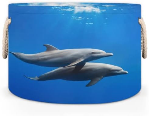 Dolphin Deep La Deep Grandes Cestas redondas para cestas de lavanderia de armazenamento com alças