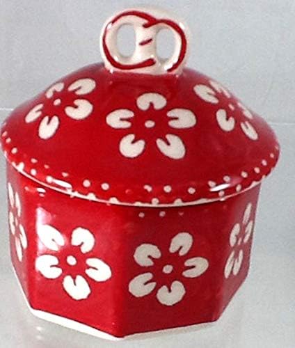 Duas caixas polonesas de bugiganga de cerâmica polonesa em flor vermelha