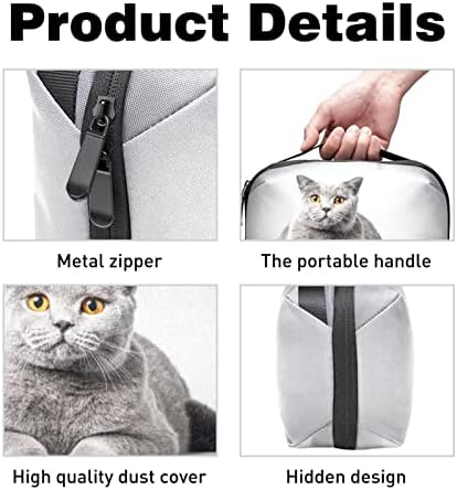 Organizador de eletrônicos de gatos britânicos de gato, bolsa de armazenamento de cabos de cordão à prova