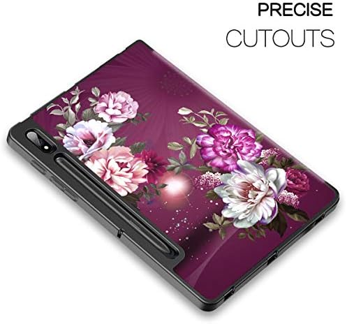 Hocase Galaxy Tab S7 Plus Caso, Caso de Couro PU com Design de Flor Fo Cute, Recurso de Sono Automóvel, Tampa