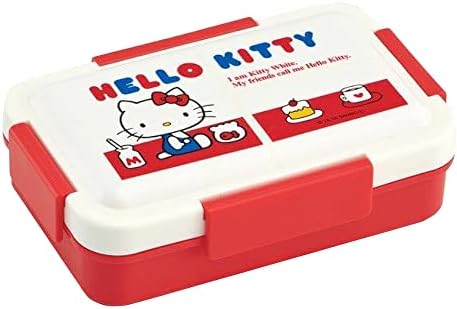 Caracteto de Kitty Cute Cute Red & White 550ml Box Box Box Box Bento com partição integrada e tampa de 4