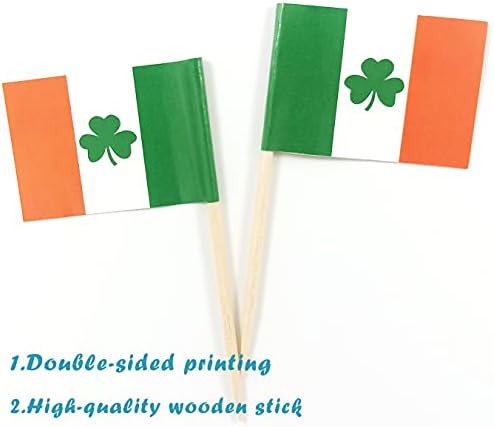 JBCD Irlanda Shamrock Sinalizador de dente Irlanda mini bandeiras de tampo de cupcakes pequenos