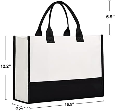 Bolsa de noiva lamyba com bolsa de maquiagem e fundo reforçado, presentes de noiva/presentes de chuveiro de noiva para noiva, preto e branco