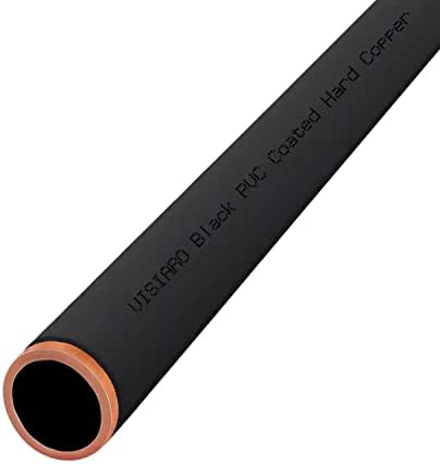 Visiaro Black PVC revestido de tubo de cobre, 1mtr, diâmetro externo 6 mm, espessura da parede 25 SWG, revestimento