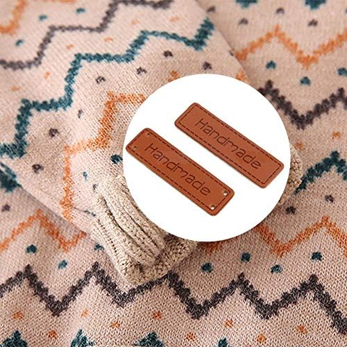 PU couro de couro com etiquetas artesanais de couro textil tags de relevo com orifícios para vestuário
