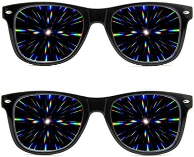 2x Glofx Ultimate Difração Prism Glasses - Black Light Difraing Firework Glasses