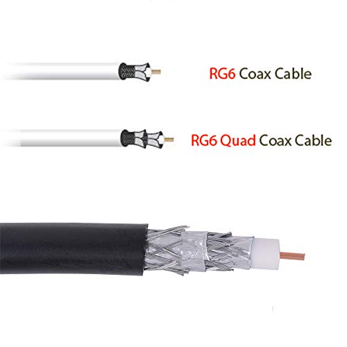CABO RG6 STAR RG6 blindou o cabo coaxial de 1000 pés para uso com transmissão de áudio, vídeo e CATV/MATV. Preto