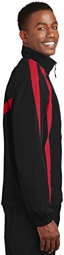 Jaqueta raglan sport-tek colorblock m preto/vermelho verdadeiro