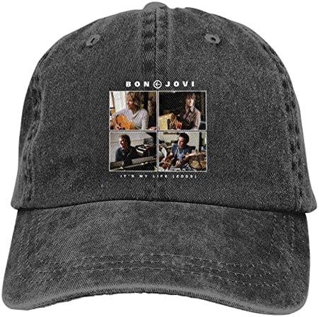 Bon Rock Band Jovi Baseball Cap para homens Mulheres Retro Baseball Hats Outdoor Sports Cotton Dadd Hat Black