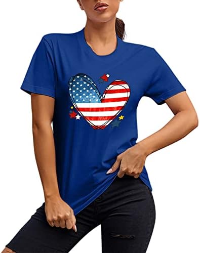4 de julho camisetas camisetas para mulheres manga curta o Túmulos de túnica American Flag toupes tie-dye