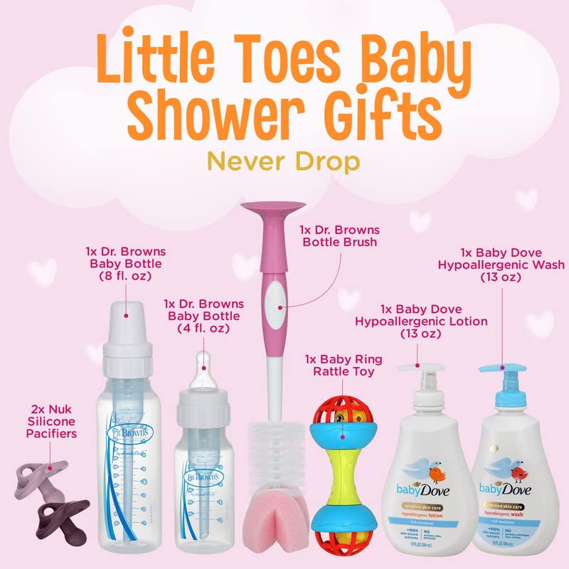 Conjunto de presentes para meninas para meninas- cesta de presentes para bebês recém-nascidos de 8 peças com lavagem