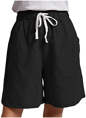 Shorts bermudas de linho de jaren para mulheres cordas soltas encaixe na cintura elástica boho impressão shorts