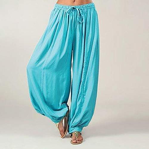 Calças de tamanho grande uofoco para mulheres calças de ioga soltas calças de harém casual de cor sólida