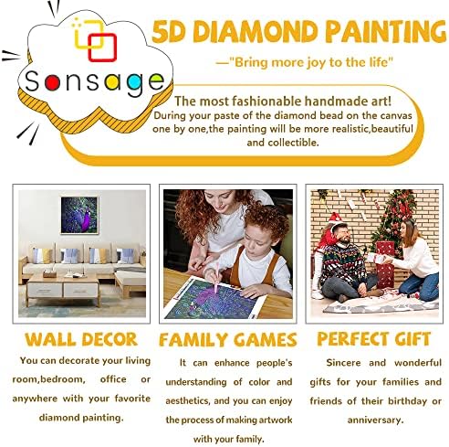 Sonsage Kits de pintura de diamante para adultos, Flor Butterfly 5D DIY Paint com brinquedos de arte DIMOND