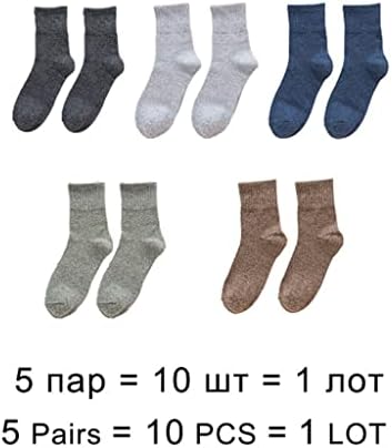 N/A 5 pares de meias de algodão espesso masculino de inverno meias quentes de lã Homme de cor sólida meias de malha