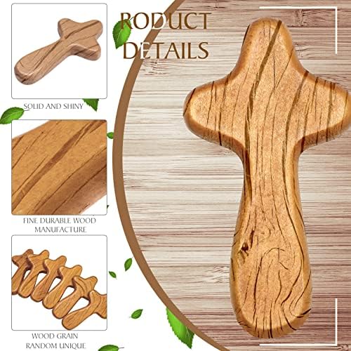 24 pedaços de mão pequena de pinheiro de pinho Cruz de madeira 4,1 polegadas portátil segurando de madeira