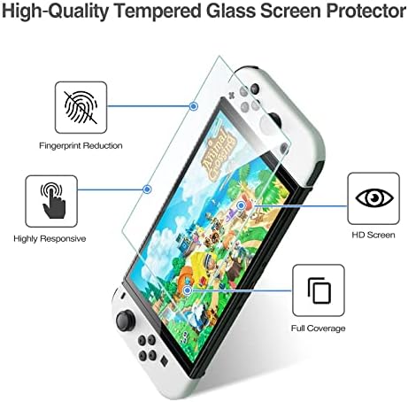 Tampa de flip de troca OLED do Procase Nintendo com 2 protetores de tela de vidro temperados com 2 pacote com [3