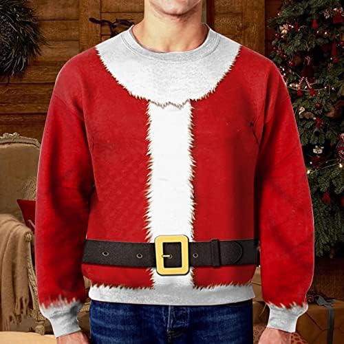 Xzhdd Christmas camisetas para homens, 3D engraçado Xmas Papai Noel Papai Noel Soldier Soldier Sleeve Party Casual
