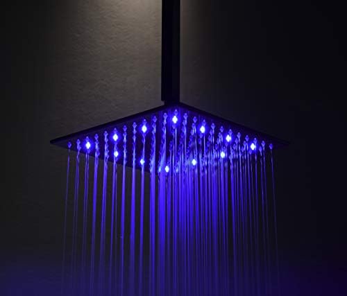 Cabeça de chuveiro LED Hongtoo Power hidrelétrico de 12 polegadas Cabeça de chuveiro quadrado feito de 304