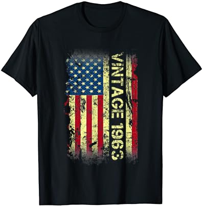 Presentes de 60 anos Vintage 1963 American Flag 60th Aniversário T-shirt