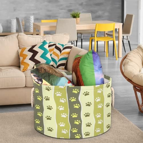 Cães de cão gato listra de impressão de cestas redondas grandes para cestas de lavanderia de armazenamento